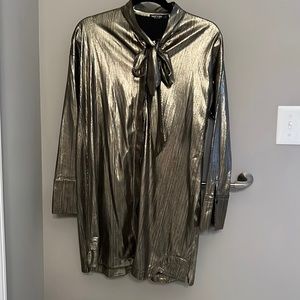 Nasty Gal Gold Lurex Shirt Dress Size 4